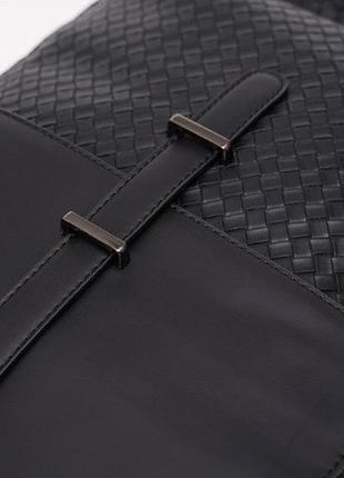 Мужской плетеный городской рюкзак большой и вместительный черный5 фото