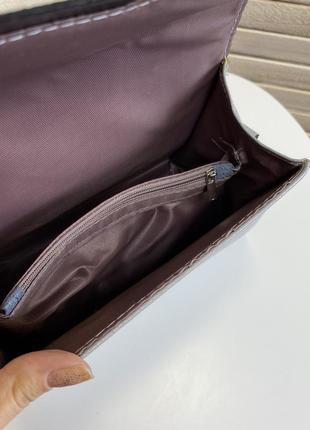 Маленька жіноча сумочка клатч сіра, міні-сумка через плече з еко шкіри8 фото