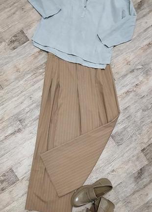 Лаконичная стильная блуза, рубашка из смешанного льна от zara. очень красивый серо-оливковый цвет.7 фото