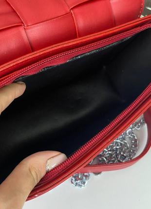 Жіноча міні сумочка клатч з ланцюжком, маленька якісна сумка плетена8 фото