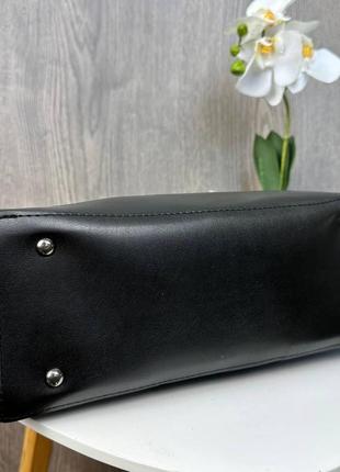 Женская замшевая сумка с тиснением черная, сумочка на плечо из натуральной замши7 фото