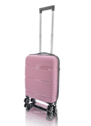 Ручна поклажа xs зі знімними колесами поліпропіленова дорожня валіза voyage super me на 4 колесах рожева3 фото