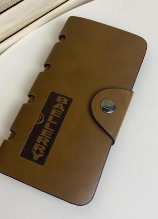 Чоловічий вертикальний гаманець клатч baellery коричневий портмоне екошкіра