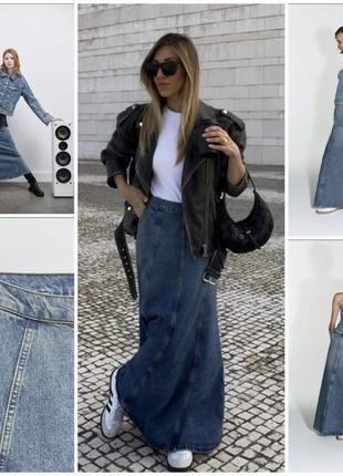 Крута довга джинсова спідниця zara із нової колекції. хіт.