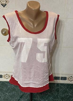 Майка жіноча червона для футболка сітка майка з цифрою