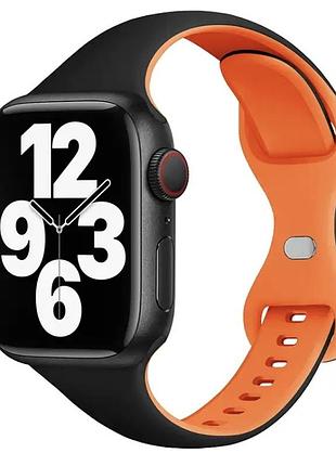 Ремешок для apple watch 42/44/45/49 мм (черно-оранжевый)