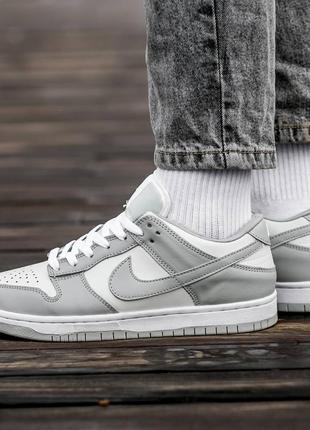 Женские кроссовки nike sb dunk low white grey серого с белым цветами2 фото