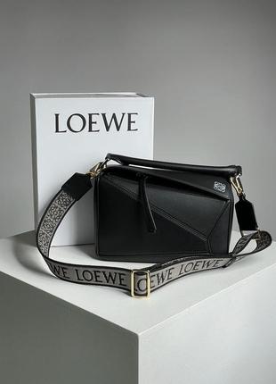 Жіноча шкіряна сумка  преміум loewe small puzzle bag in classic calfskin black