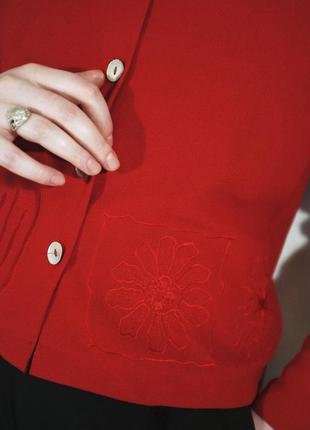 Винтажная блуза жакет кофта wallis красного цвета с вышивкой2 фото