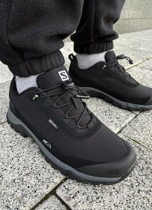 Зимние мужские кроссовки salomon gore-tex black grey термо7 фото