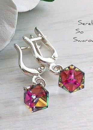Сережки з кубиками swarovski