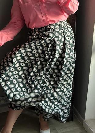 Винтажная зеленая юбка миди из вискозы размер м2 фото