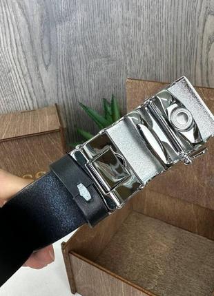 Мужской кожаный ремень автомат черный