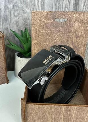 Мужской кожаный ремень автомат черный