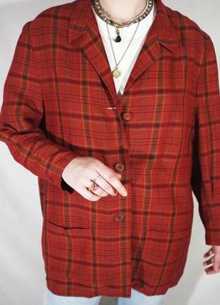 Льняний вінтажний піджак в клітинку сорочка рубашка stmichael3 фото