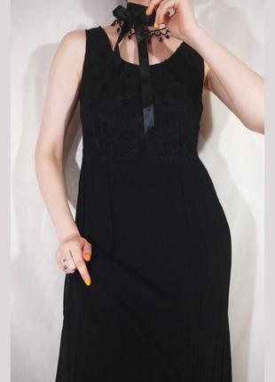 Винтажное длинное черное вечернее платье с вышивкой dorothy perkins винтаж ретро9 фото