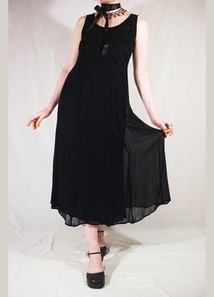 Винтажное длинное черное вечернее платье с вышивкой dorothy perkins винтаж ретро