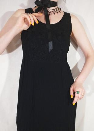 Винтажное длинное черное вечернее платье с вышивкой dorothy perkins винтаж ретро2 фото
