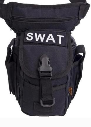 Тактическая набедренная сумка silver knight swat подсумок на бедро черный5 фото