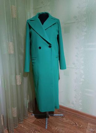 Женское кашемировое зеленое пальто