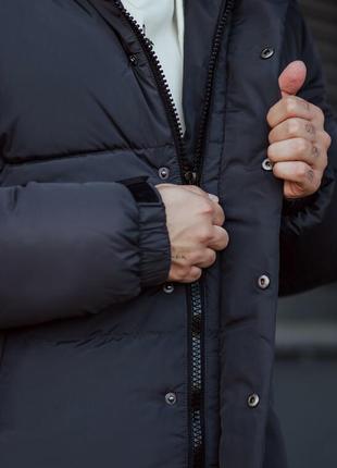 Темно-серая зимняя куртка staff sin dark gray oversize4 фото