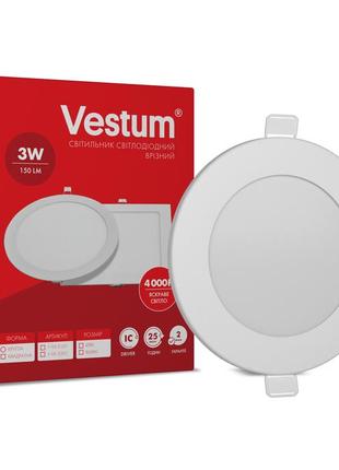 Круглий світлодіодний врізний світильник vestum 3w 4000k 220v 1-vs-51012 фото