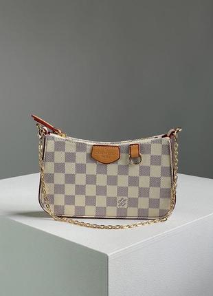 Сумка женская  louis vuitton easy pouch on strap monogram ivory lv луи витон через плече, клатч