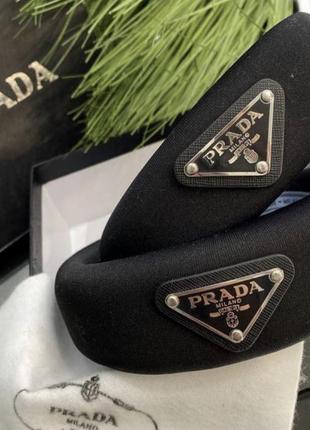 Обруч prada черный бренд прада на голову волосы брендовый7 фото