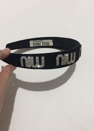 Обруч miumiu чорний miu miu бренд міуміу на голову волосся брендовий