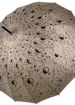 Женский зонт-трость на 16 спиц с абстрактным принтом, полуавтомат от фирмы toprain, бежевый, 01541-91 фото