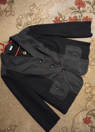 Шерстяной-100%,чёрный,офисный жакет-пиджак с карманами,большого размера,германия3 фото