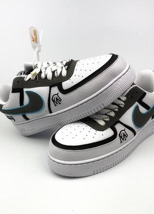 Nike air force 1 white&grey mustang3 фото