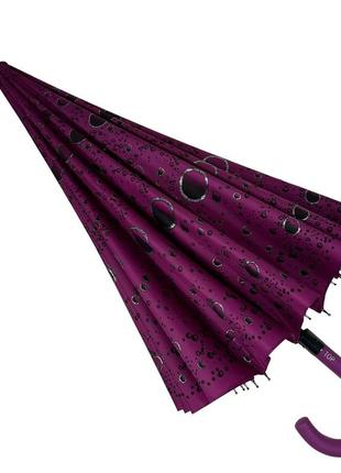 Женский зонт-трость на 16 спиц с абстрактным принтом, полуавтомат от фирмы toprain, малиновый, 01541-34 фото