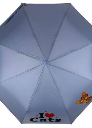 Детский складной зонт для девочек и мальчиков на 8 спиц "i♥cats" с кошками от фирмы toprain, голубой 02089-35 фото