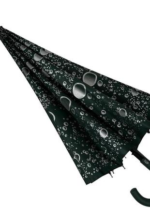 Жіноча парасоля-тростина на 16 спиць з абстрактним принтом, напівавтомат від фірми toprain, темно-зелений, 01541-24 фото