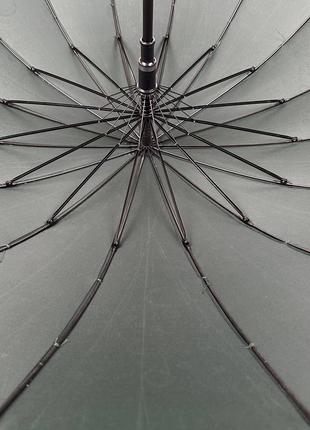 Жіноча парасоля-тростина на 16 спиць з абстрактним принтом, напівавтомат від фірми toprain, темно-зелений, 01541-26 фото