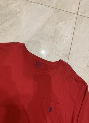 Лонгслив кофта свитер тонкий polo ralph lauren красный мужской8 фото