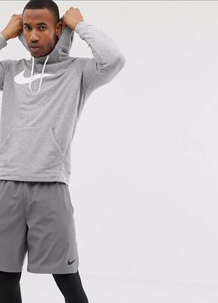 Круте худі, пуловер nike swoosh training dry-fit  hoodie grey толстовка