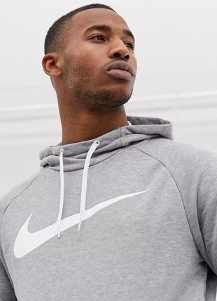 Круте худі, пуловер nike swoosh training dry-fit  hoodie grey толстовка3 фото