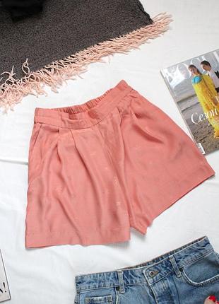 Персиковые  шорты с пальмами 34 размер  хс h&m