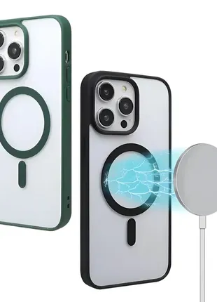 Чехол накладка с magsafe clear case magnetic для apple iphone 13 pro max dark green