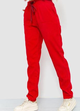 Женские вельветовые брюки штаны прямые с карманами на резинке пояс красные хлопок с карманами3 фото