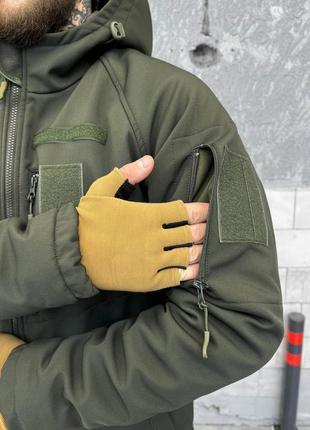 Зимова тактична куртка softshell omni-heat олива paradigma2 фото