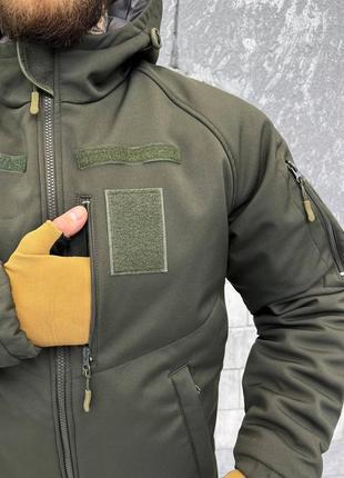 Зимова тактична куртка softshell omni-heat олива paradigma3 фото
