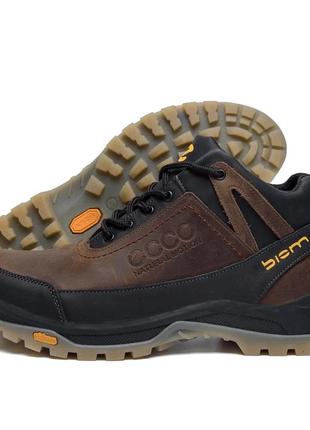 Теплые ботинки спортивные,кеды кожаные коричневые/черные экко ecco зимние мужские (зима 2022-2023) для мужчин,удобные,комфортные,стильные6 фото