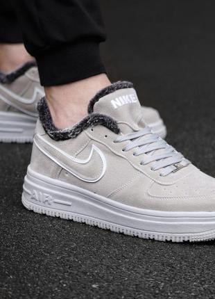 Зимние кроссовки nike air force светло-серые найк аэр форсы на меху 40-442 фото