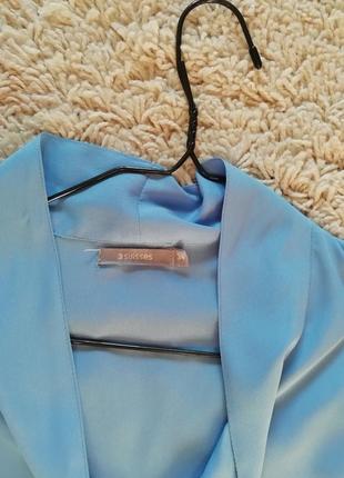Голубая блуза с бантом голубая блузка на завязках4 фото
