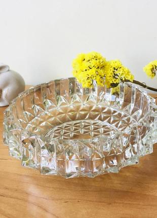 Велика скляна попільничка, салатниця скло, ваза для фруктів срср7 фото