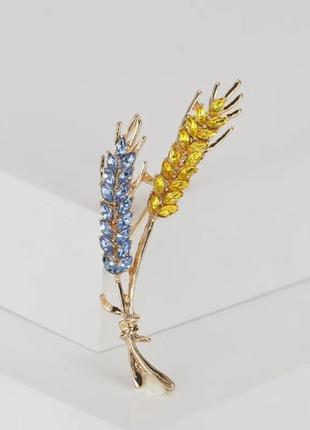 Брошка патріотична колосок жовто-блакитна