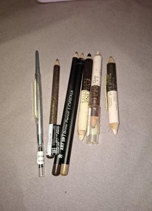 Лот/набор карандашей для бровей bourjois, lorena,eveline,loreal